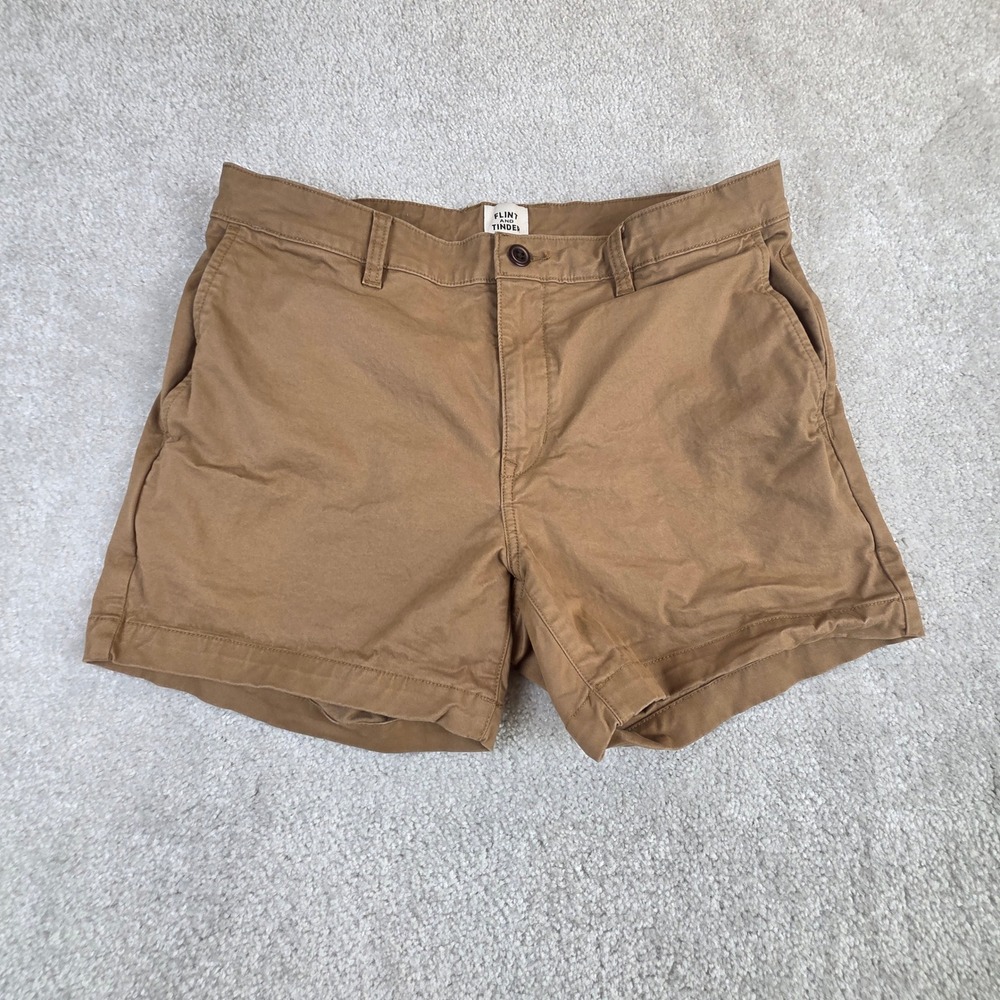 Flint and Tinder 365 Shorts Mens 33 Brown Stretch Cotton Chino 5 Inch Inseam